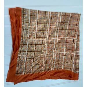 Vintage #1 Triangle 100% Silk Hand Rolled Scarf Orange Yellow Blue